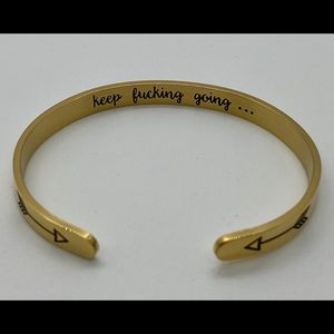 Keep going inspirational bangle bracelet gold